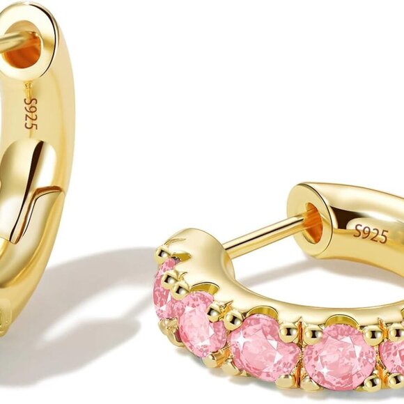 14k Gold Plated Chunky Huggies Earring for Women with Sterling Silver Post,Trend - Picture 1 of 7